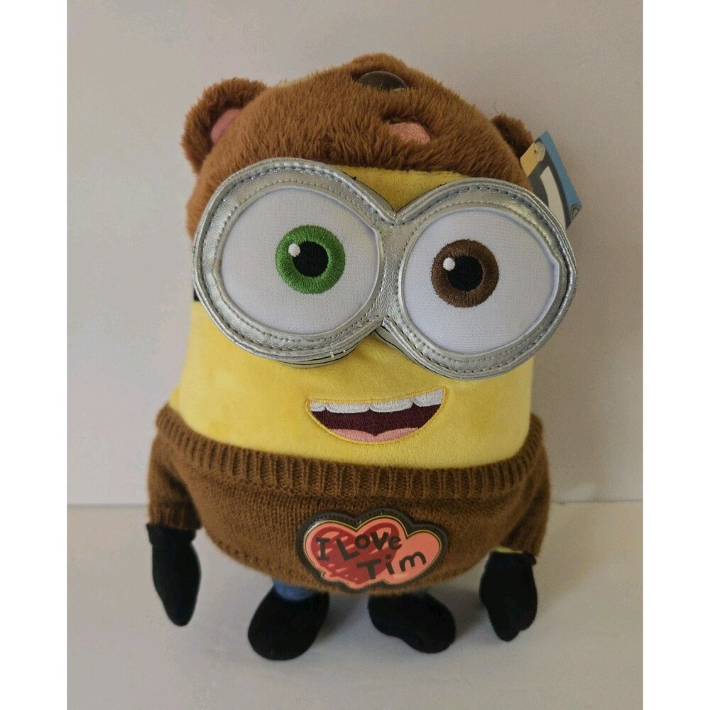 Despicable Me I Love Tim Bob Minion Toy Plush Universal Studios NEW NWT